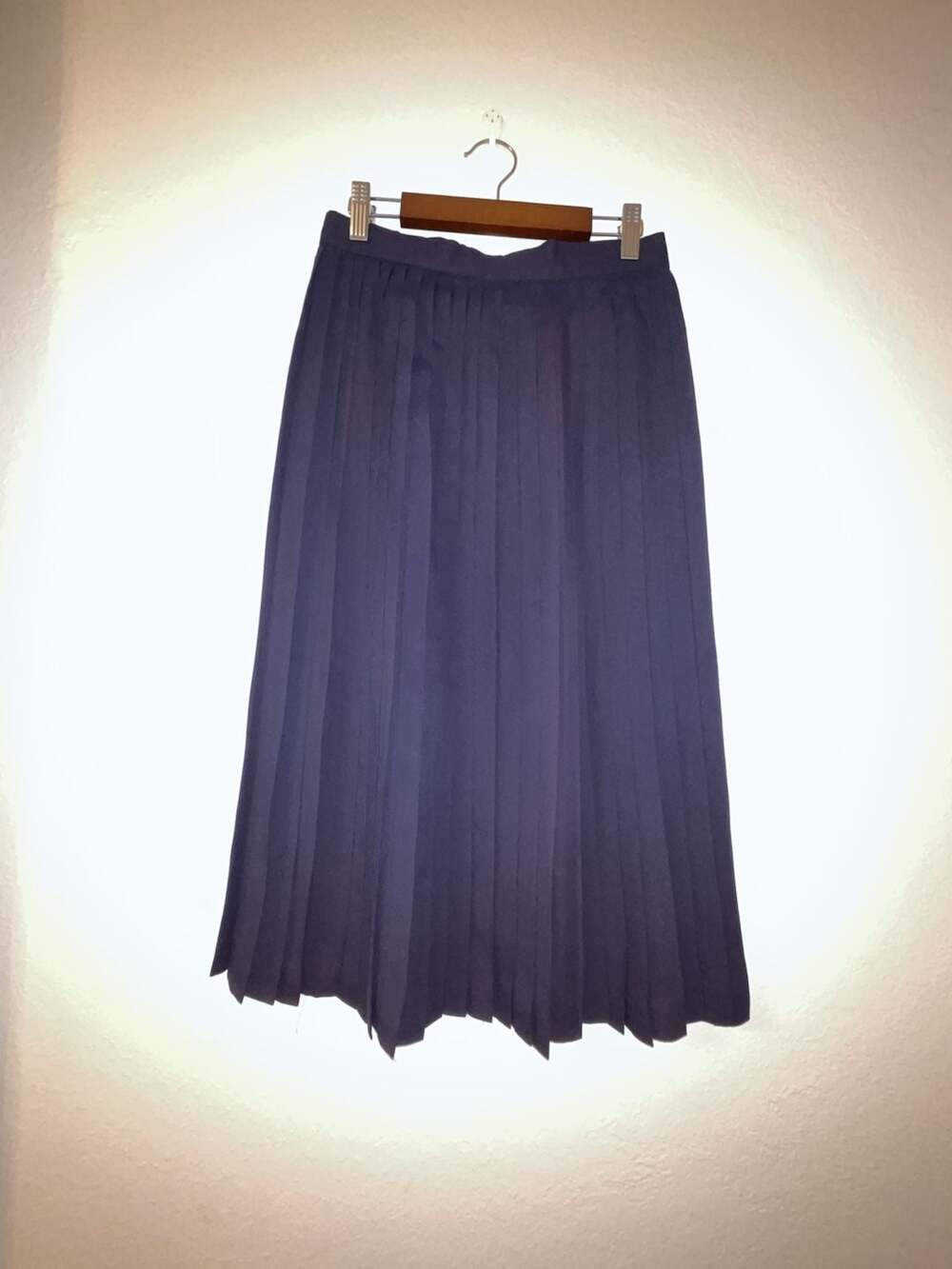 Vintage ILGWU Pleated Midi Skirt Navy Blue